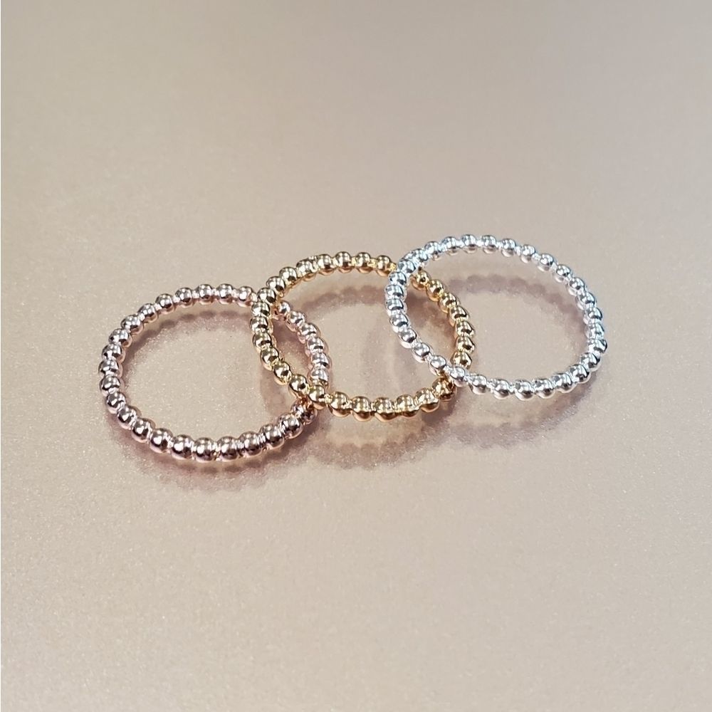 Set of 3 - Stackable Beaded Ring